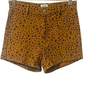 Aritzia Sunday Best Leopard Animal Print Hot Shorts Molly Camel Black Womens 4
